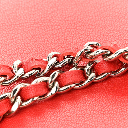 Chanel Grained Calfskin Quilted CC Box Wallet On Chain WOC Red 14 of 15
