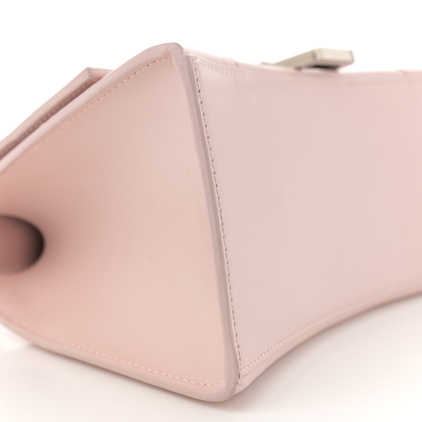 Shiny Box Calfskin Small Hourglass Top Handle Bag Light Rose