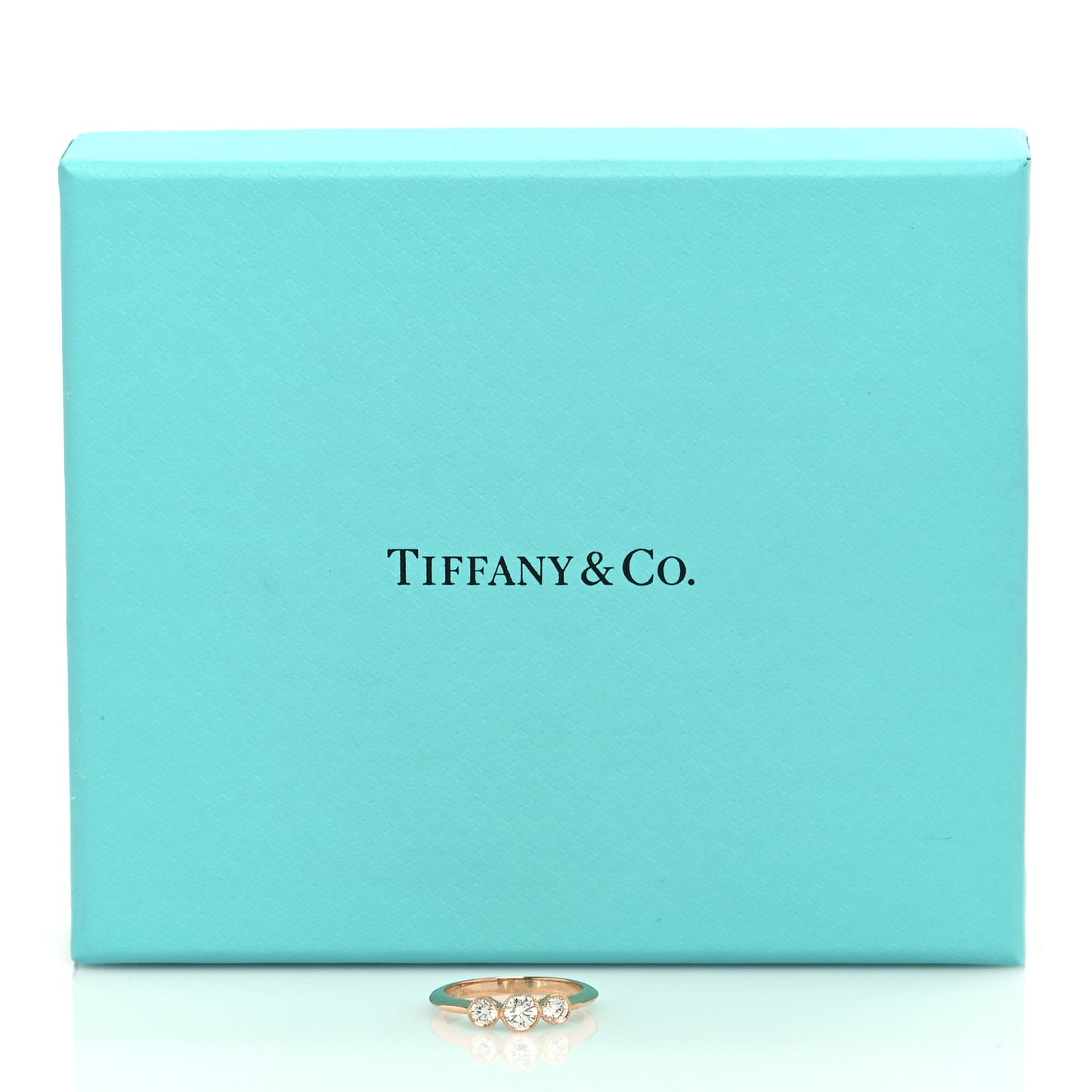 18K Rose Gold Diamond Three Stone Milgrain Ring 46 3.75