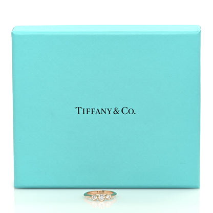 Tiffany 18K Rose Gold Diamond Three Stone Milgrain Ring 46 3.75 5 of 5