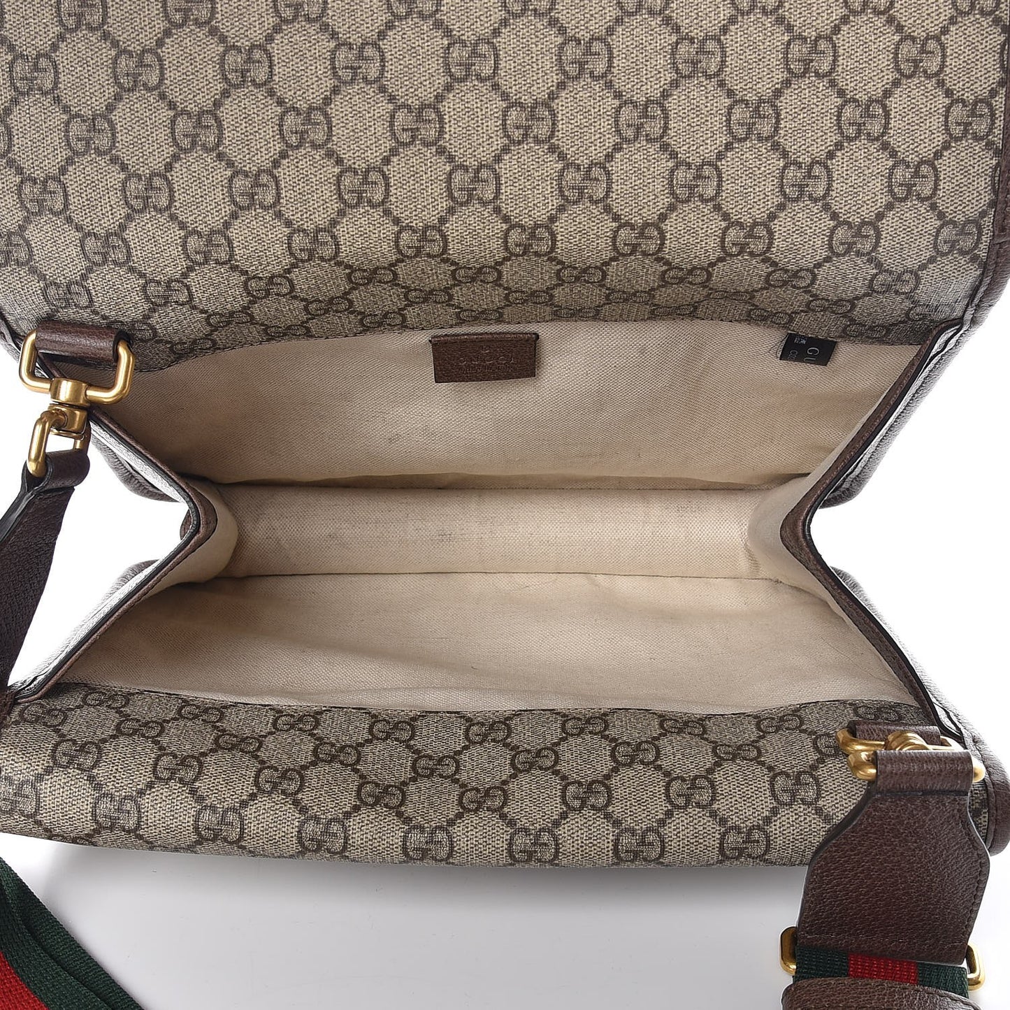 GG Supreme Monogram Web Neo Vintage Double Flap Messenger Bag Beige New Acero