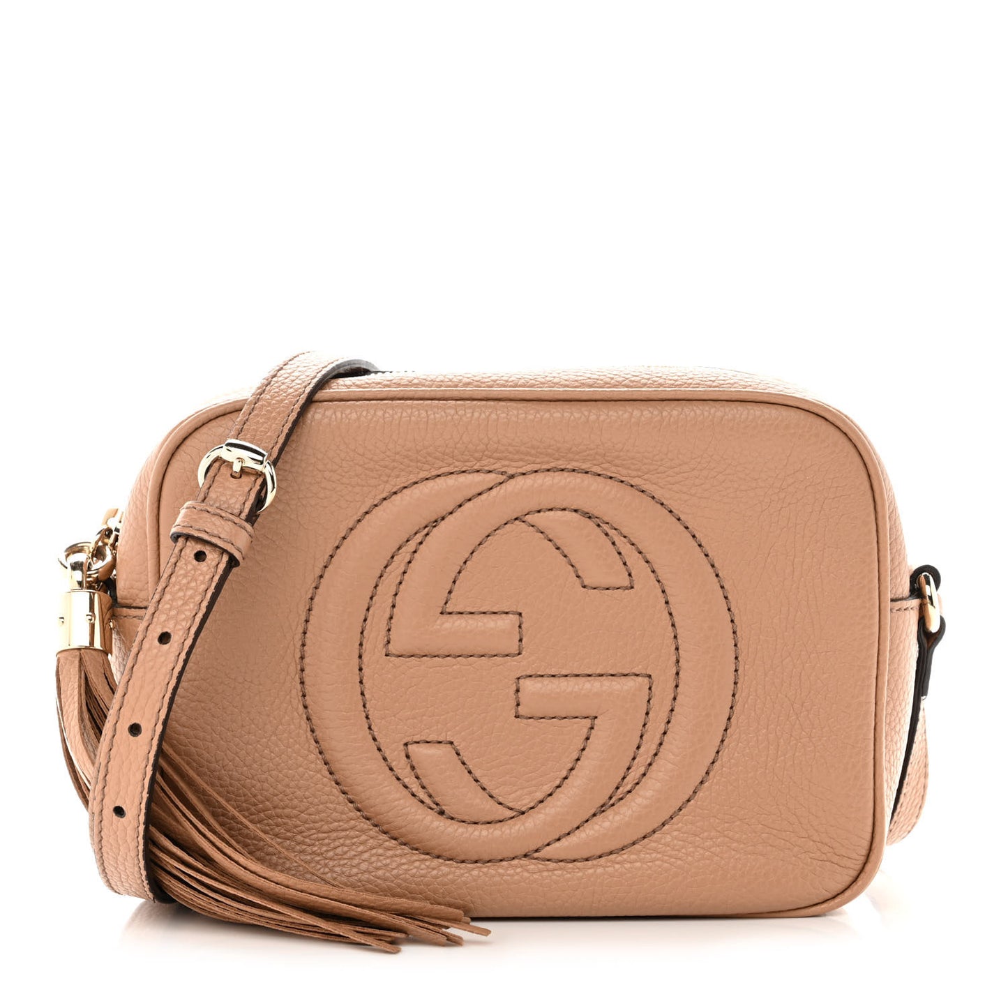 Pebbled Calfskin Small Soho Disco Bag Rose Beige