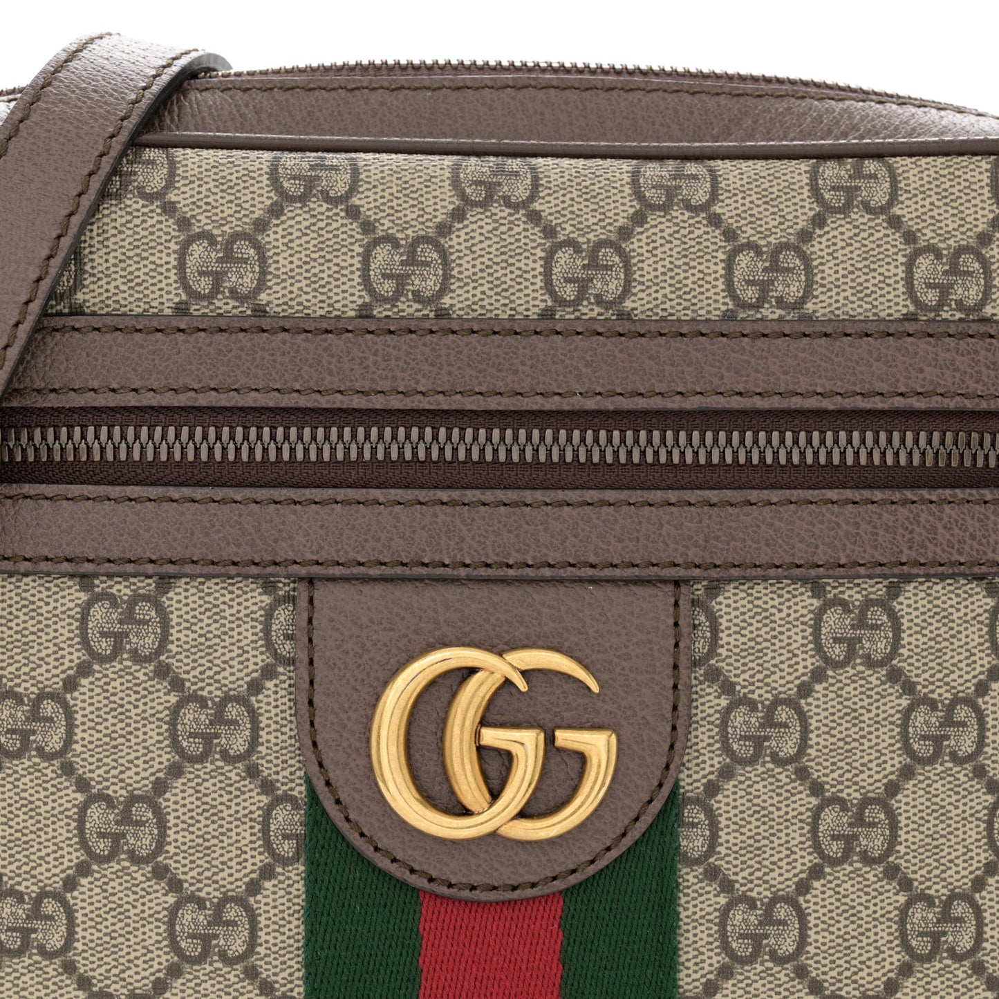 GG Supreme Monogram Web Small Ophidia Messenger Bag Brown