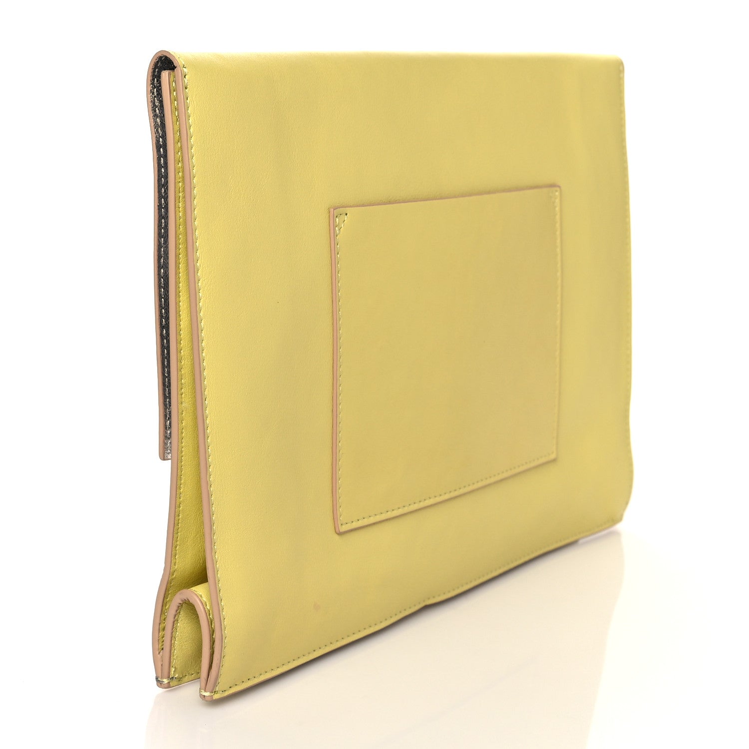 Proenza Schouler Metallic Lambskin Lunch Bag Clutch Banana Silver 3 of 9