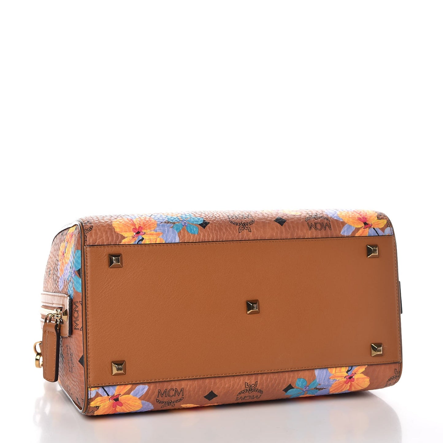 Visetos Floral Print Boston Bag Cognac