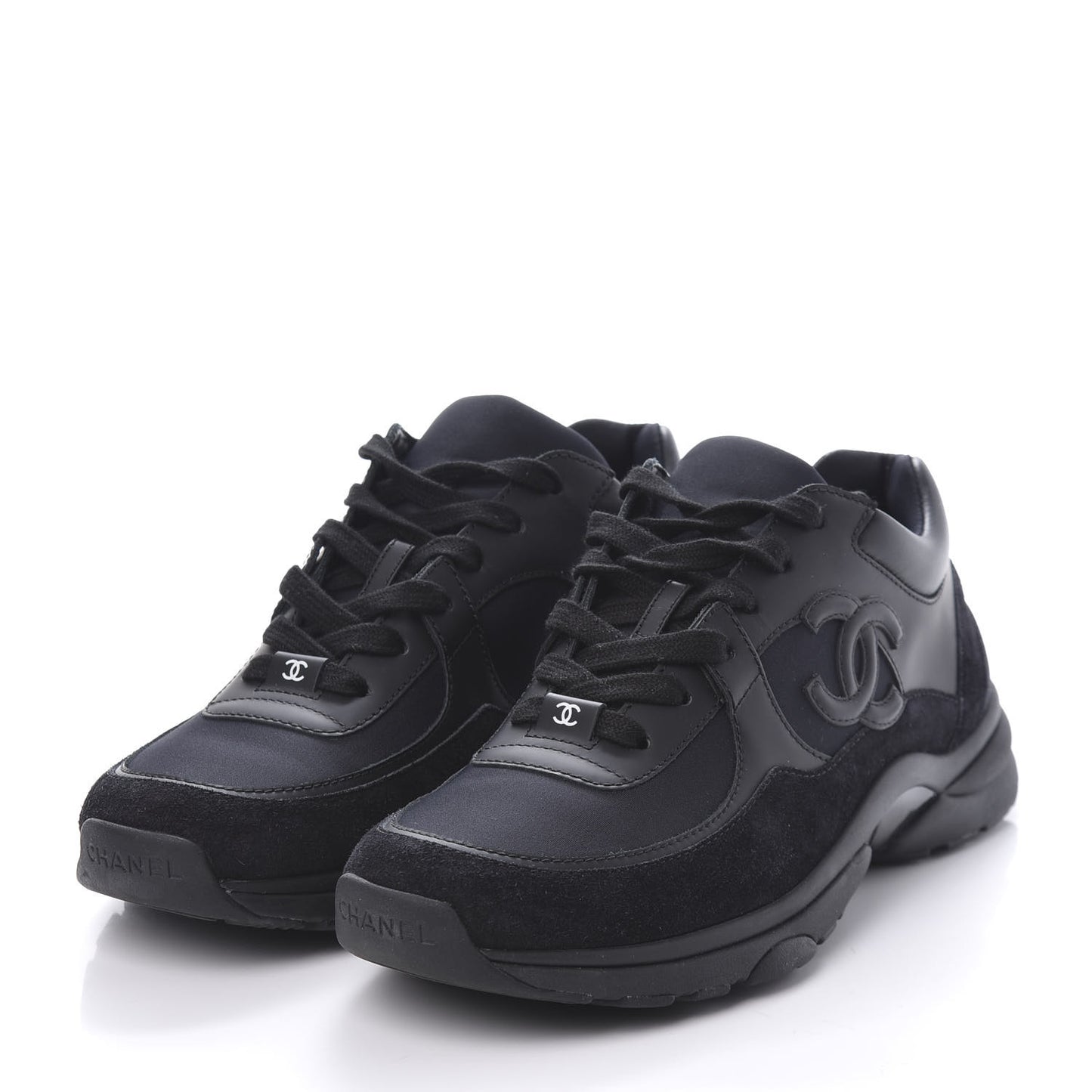 Toile Suede Calfskin CC Sneakers 39 Black