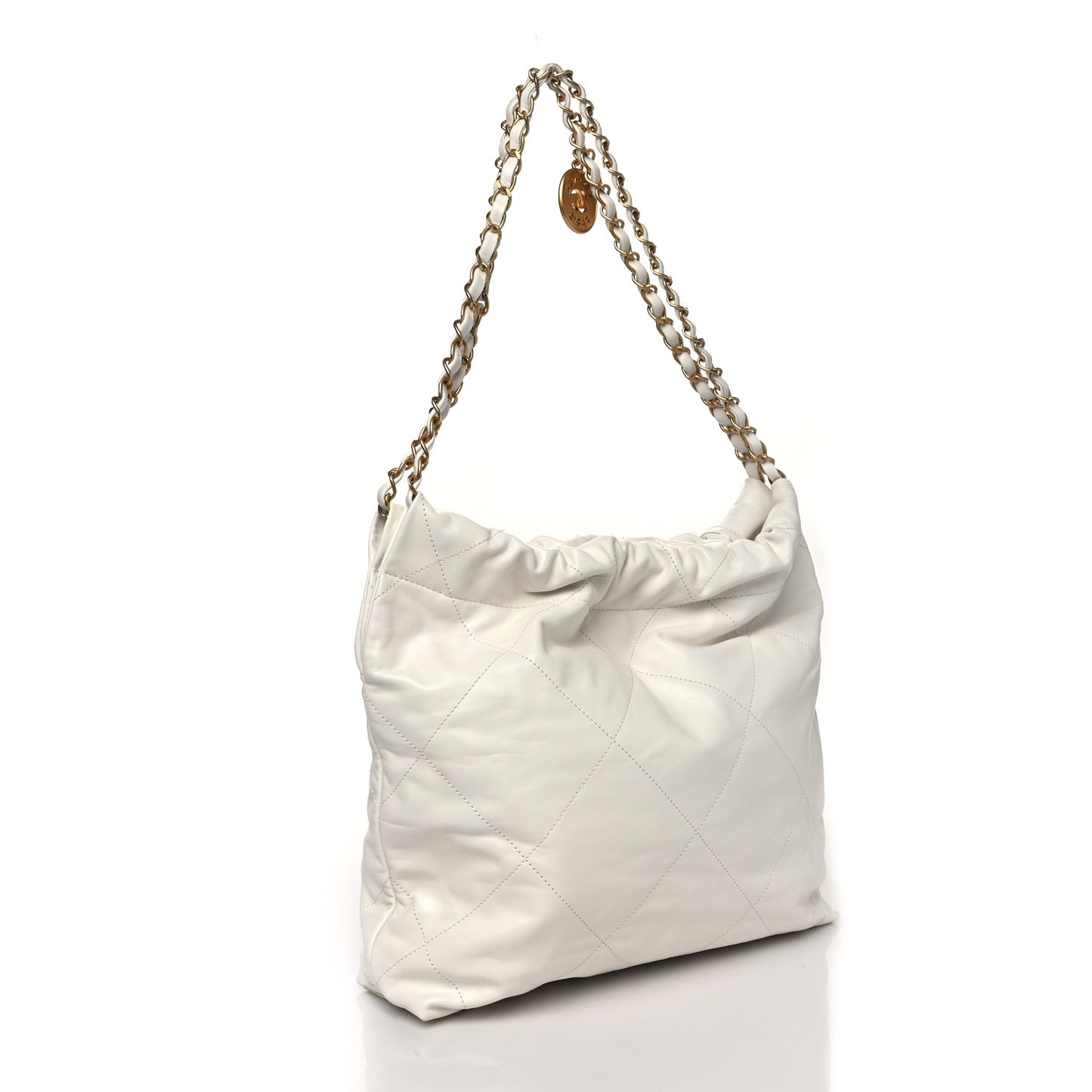 Shiny Calfskin Quilted Small Chanel 22 White