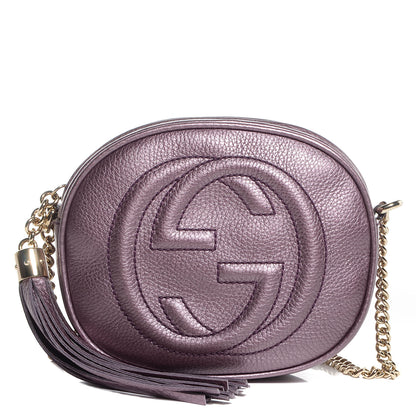 Gucci Metallic Pebbled Calfskin Mini Soho Chain Bag Purple 1 of 10