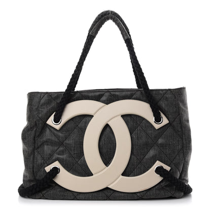 Chanel Coated Canvas Large CC Yacht Tote Black White 1 of 10