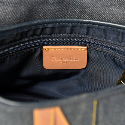 Christian Dior Denim Calfskin Saddle Bag Blue 5 of 13