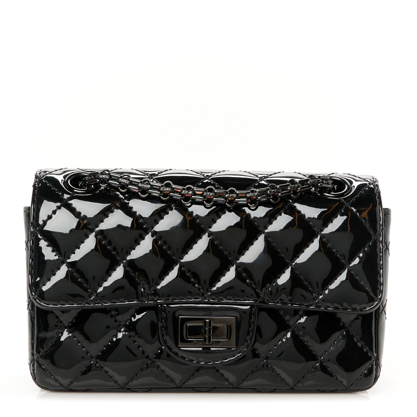 Patent Calfskin Quilted 2.55 Reissue Mini Flap So Black