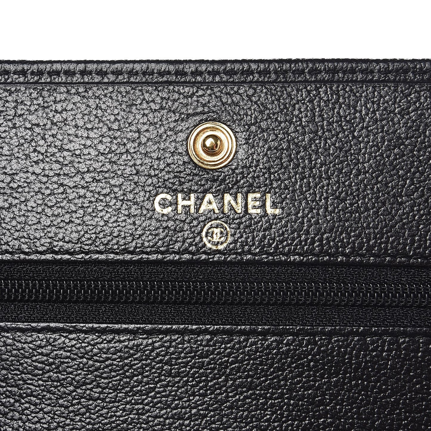 Goatskin Embossed Camellia Wallet On Chain WOC Black