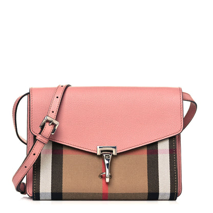 Burberry Derby Calfskin House Check Small Macken Crossbody Bag Dusty Rose 1 of 9
