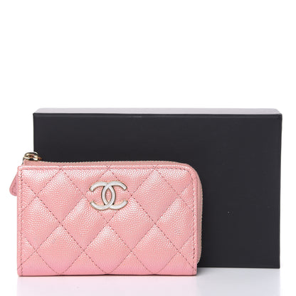 Chanel Iridescent Caviar Quilted Zipped Key Holder Case Rose Pink 8 of 8