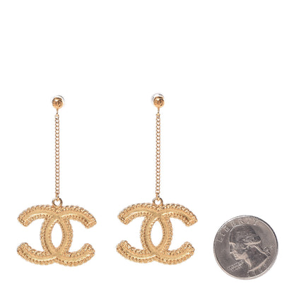 Chanel CC Drop Earrings Matte Gold 2 of 5