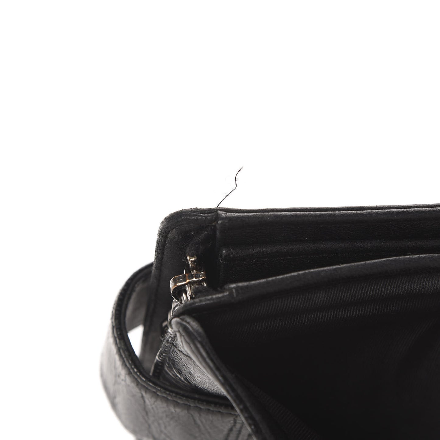Patent Caviar CC Compact French Flap Wallet Black