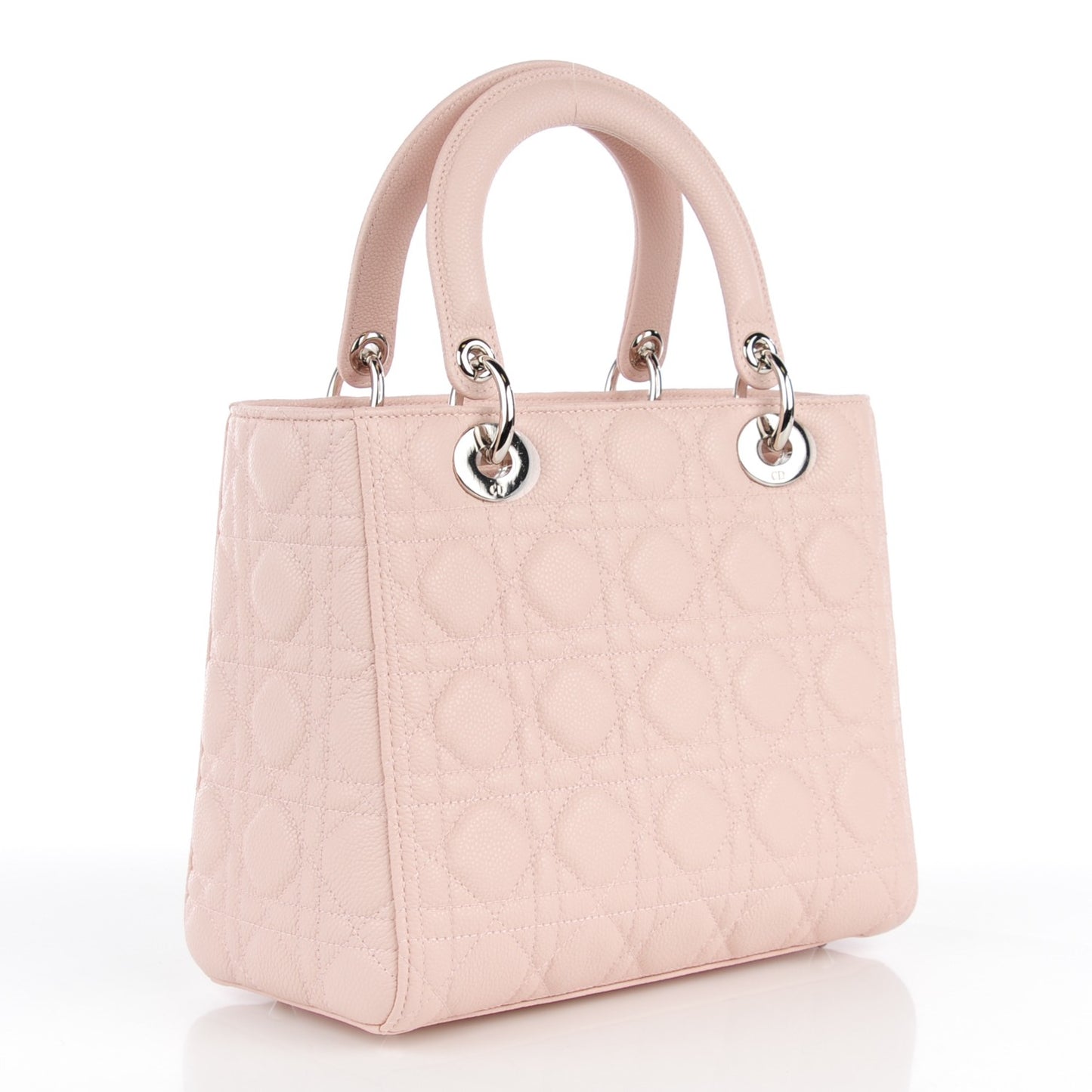 Grained Calfskin Cannage Medium Lady Dior Rose Poudre