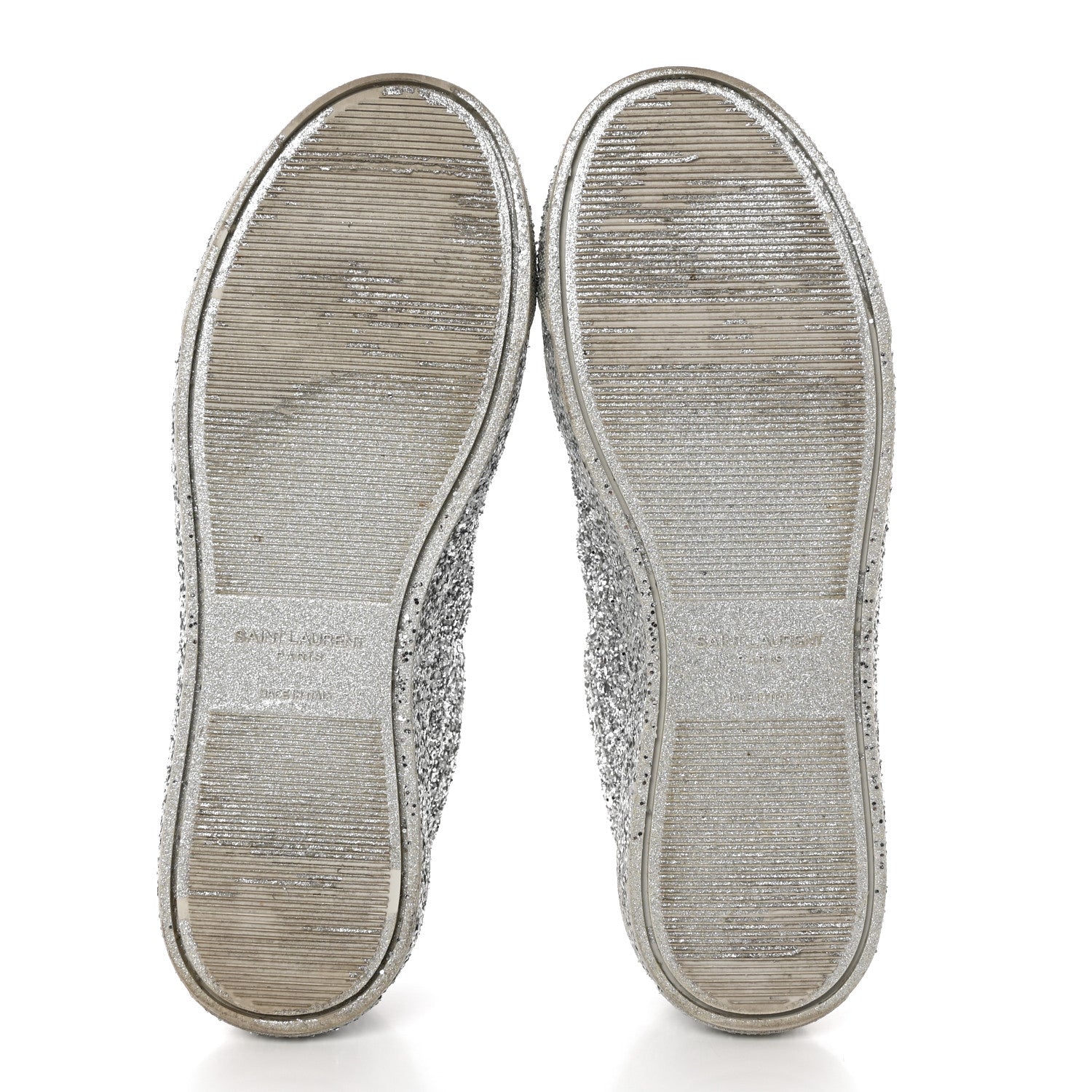 Saint Laurent Calfskin Crystal Glitter Andy Sneakers 36 Silver 6 of 12