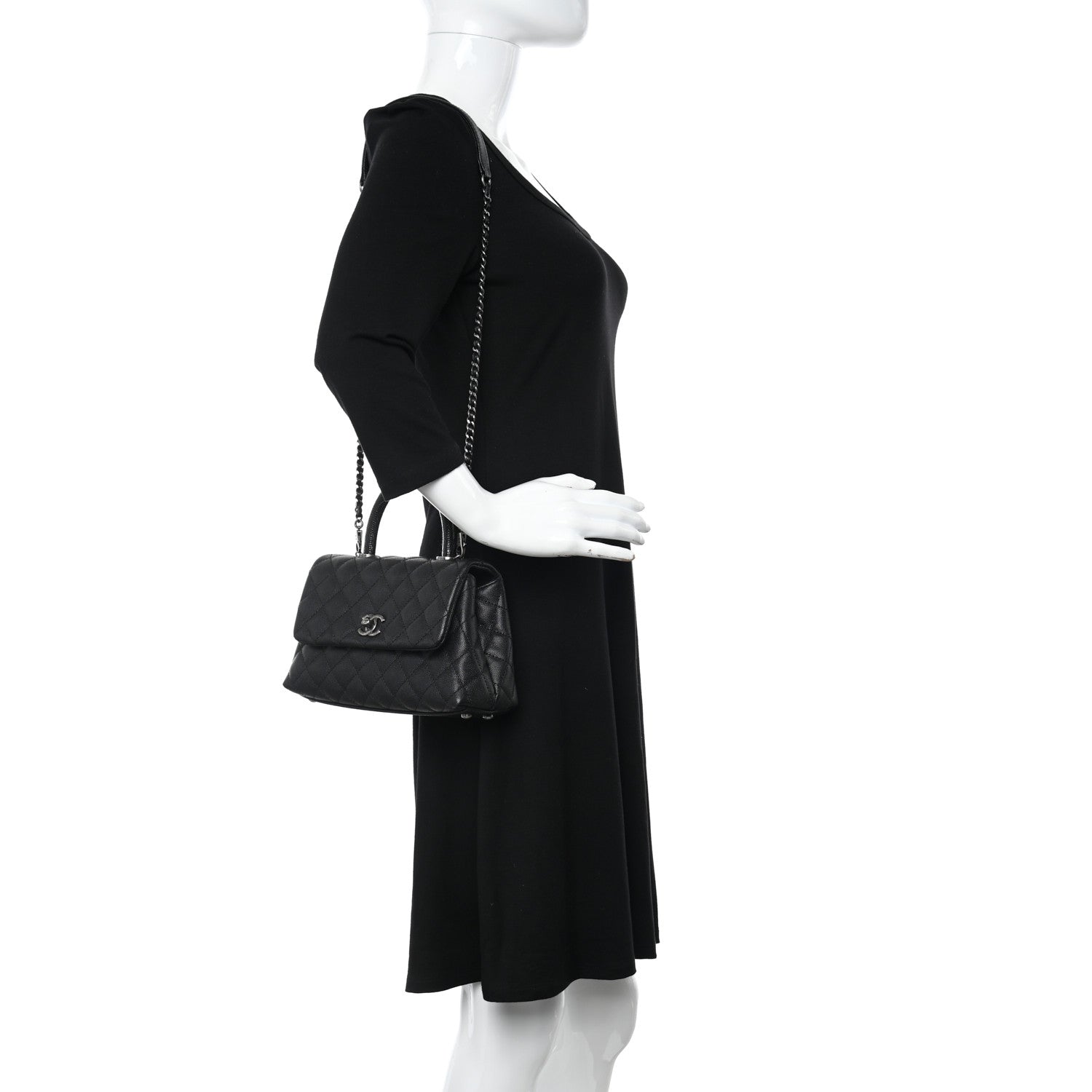 Chanel Caviar Lizard Embossed Quilted Mini Coco Handle Flap Black 2 of 12