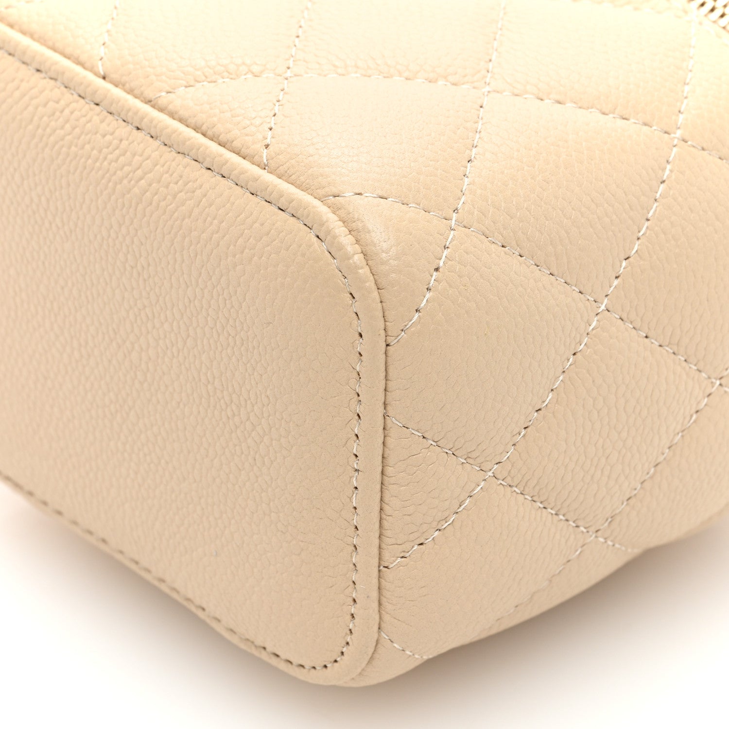 Chanel Caviar Quilted Tiny CC Mini Vanity Case With Chain Light Beige 11 of 12