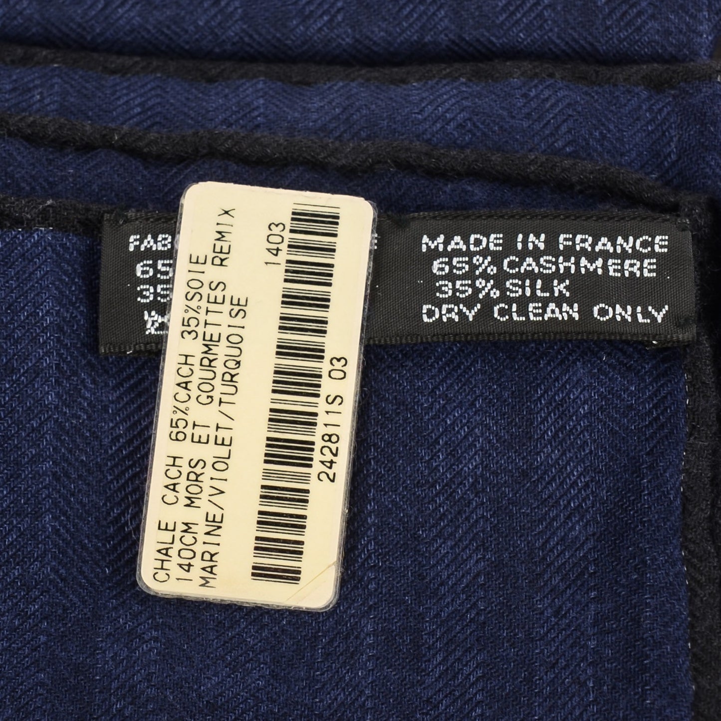 Cashmere Silk Mors Et Gourmettes Remix Shawl 140 Marine Violet Turquoise