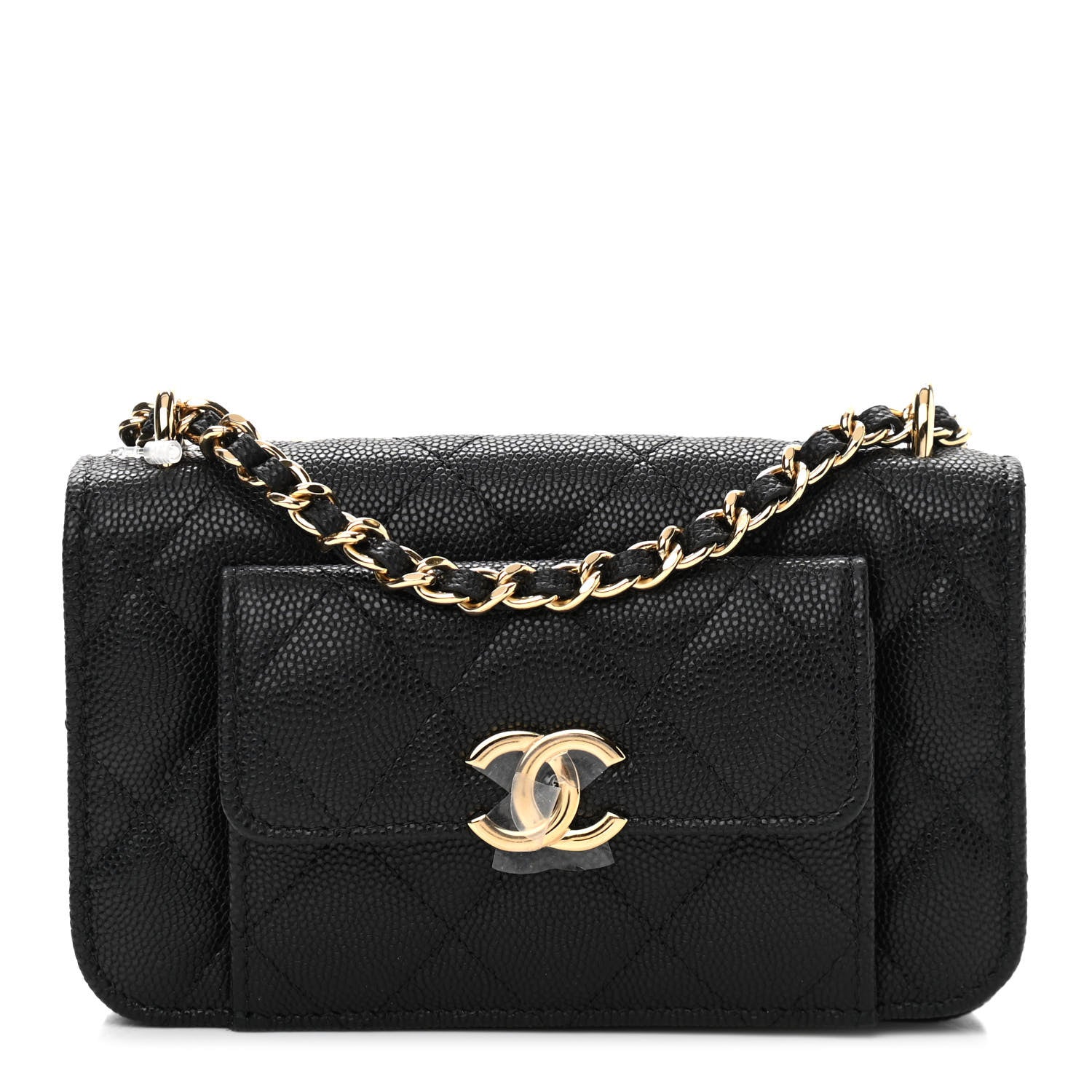 Chanel Caviar Quilted Pocket Twins Clutch With Chain Black 1 of 13