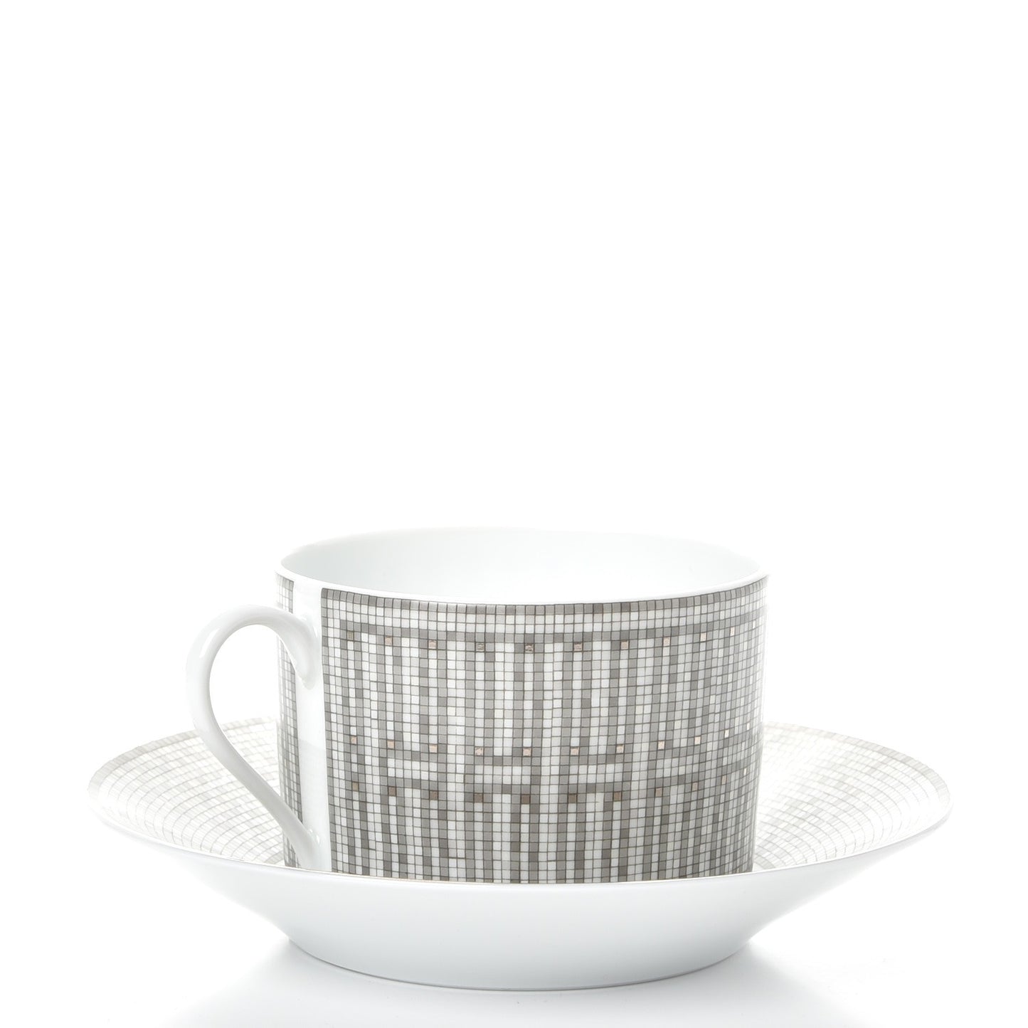 Porcelain Mosaique Au 24 Breakfast Cup And Saucer Set Of 2 Platine