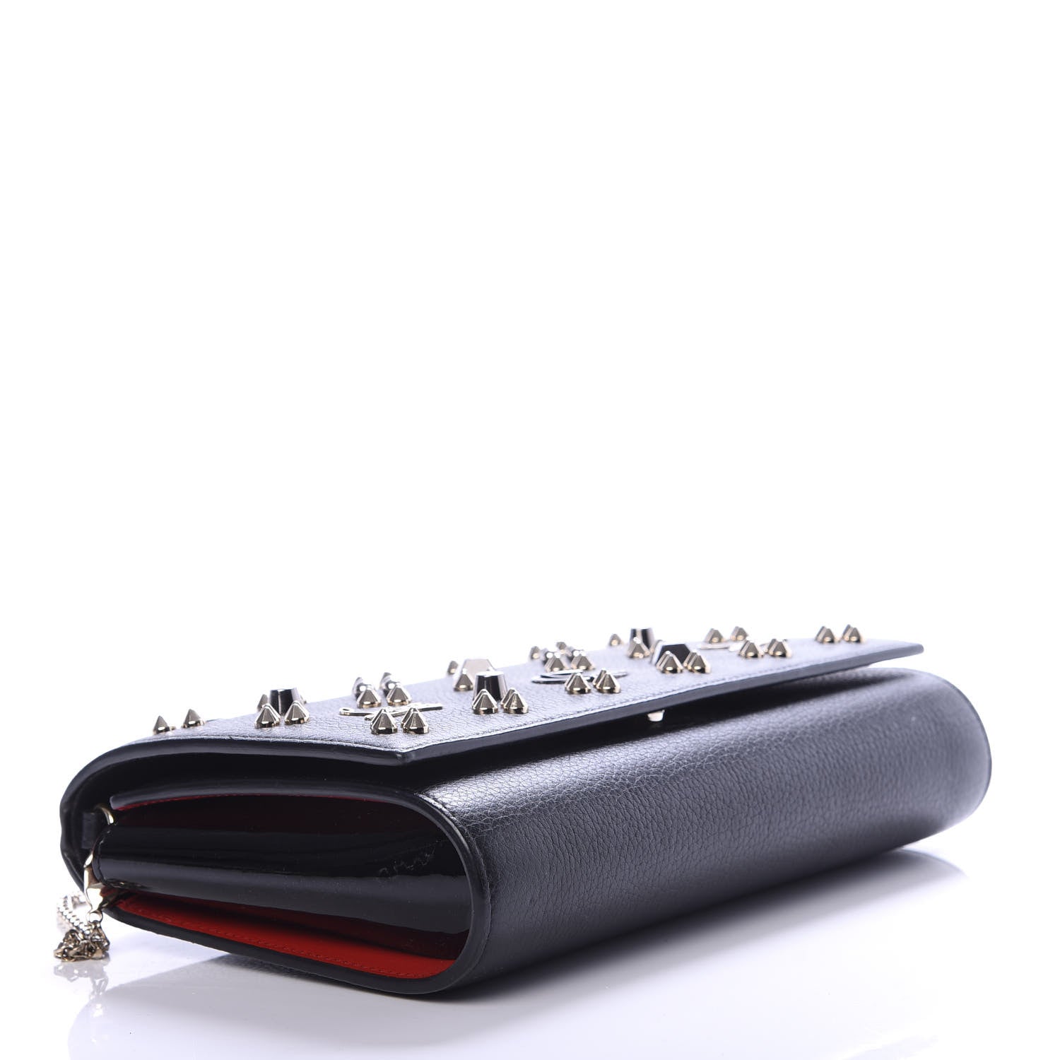 Christian Louboutin Grained Calfskin Spikes Loubinthesky Paloma Wallet On Chain Black Multimetal 4 of 11