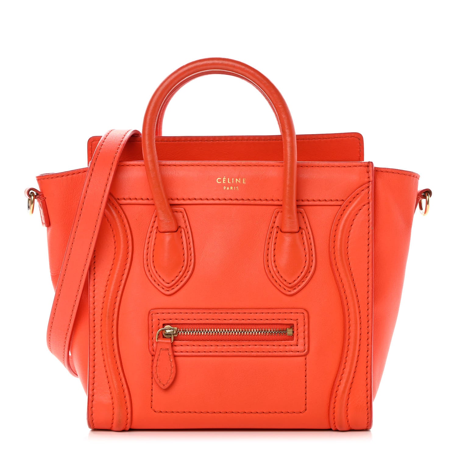 Celine Smooth Calfskin Nano Luggage Fluo Orange 1 of 15