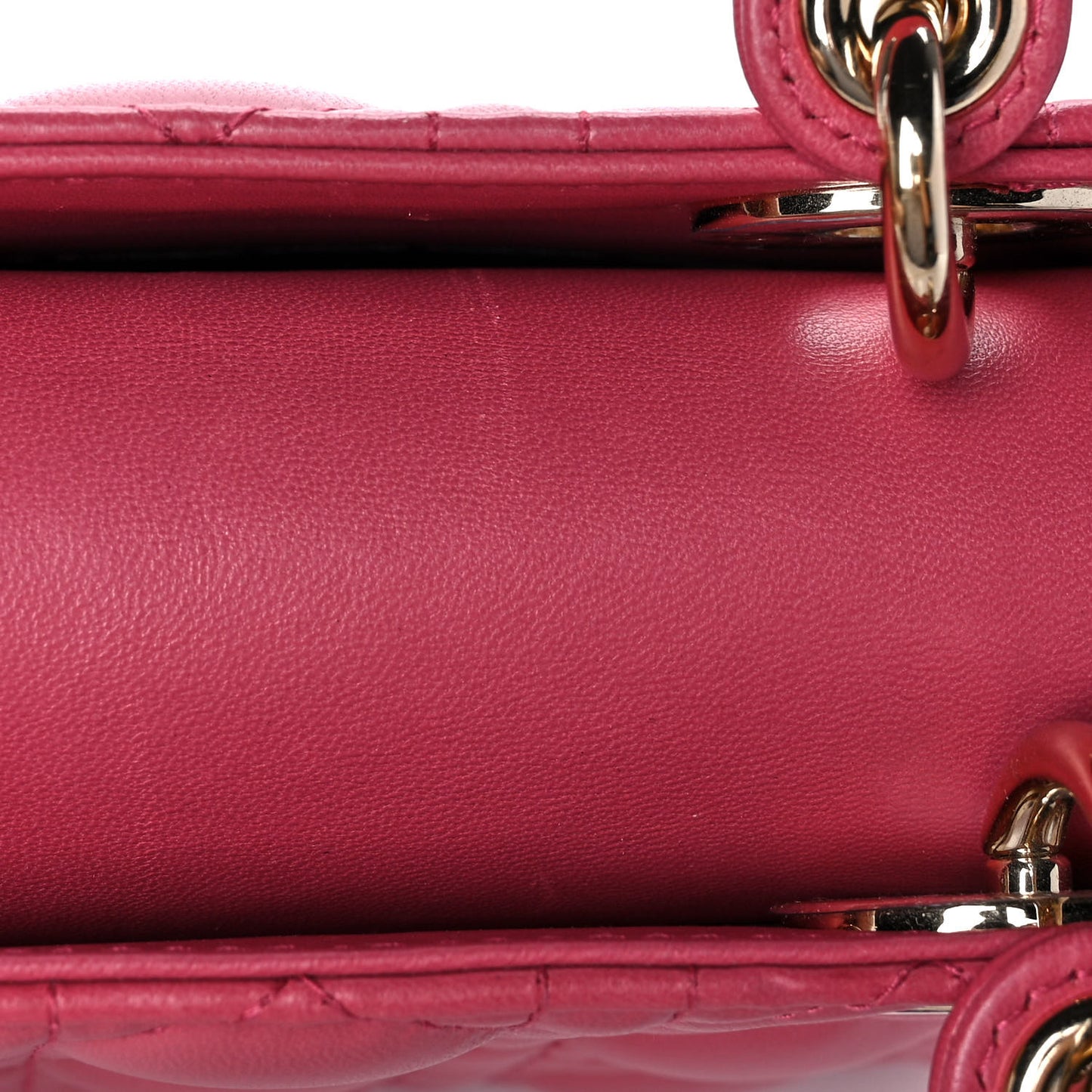 Lambskin Cannage Small Lady Dior Fraise