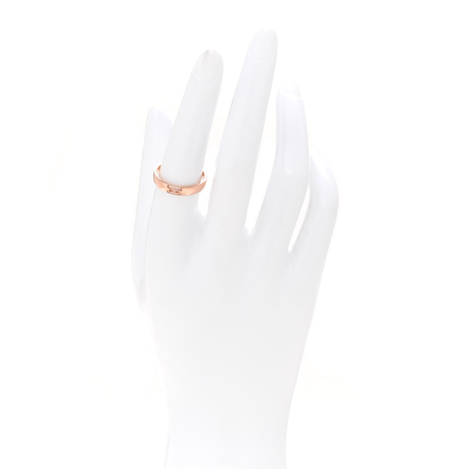 Hermes 18K Rose Gold Diamond Ever Herakles Wedding Band Ring 54 6.75 2 of 5