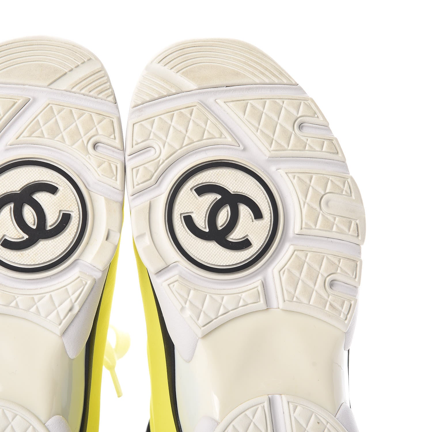 Chanel Lycra Fabric CC Sneakers 35 Yellow 6 of 9
