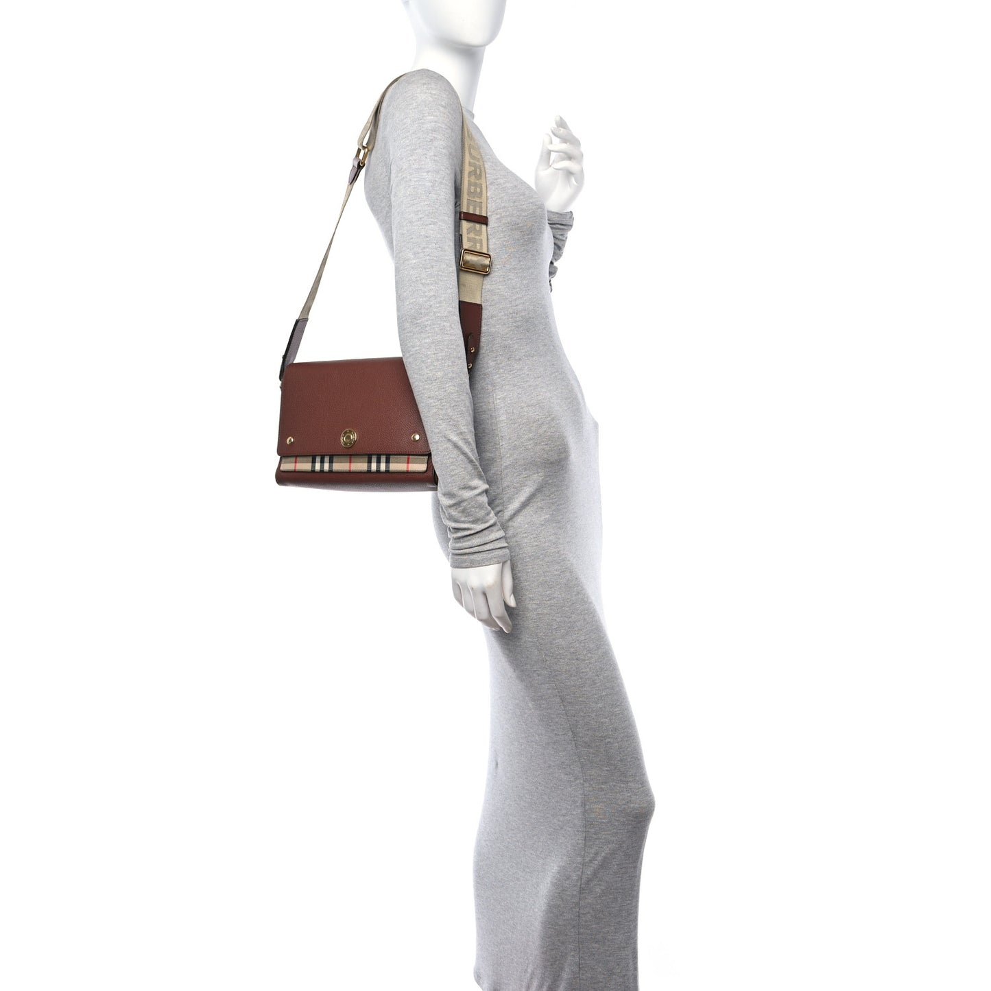 Calfskin Vintage Check Note Crossbody Bag Tan