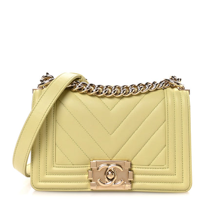 Chanel Lambskin Chevron Quilted Small Boy Flap Light Green 1 of 11