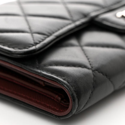Chanel Lambskin Quilted Large Gusset Flap Wallet Black 9 of 12