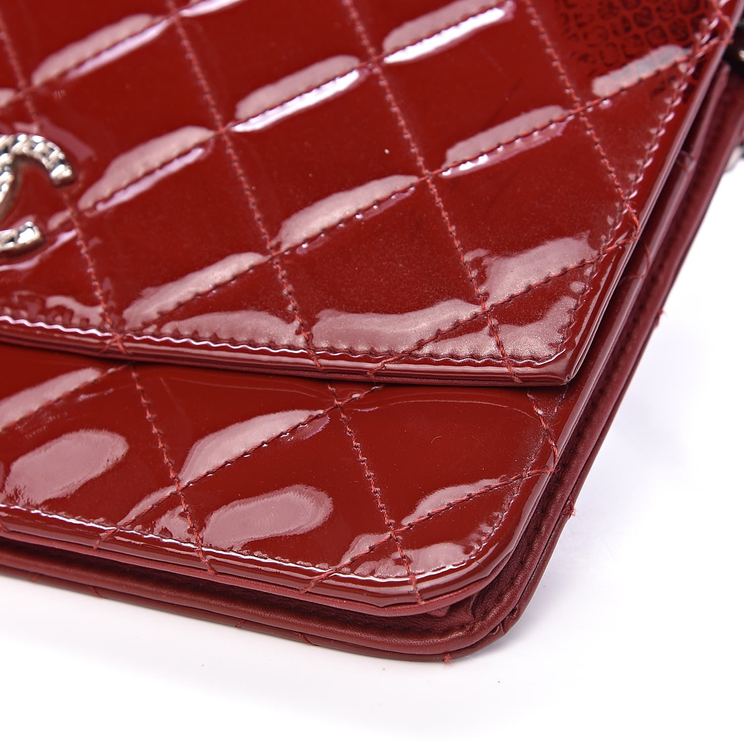 Chanel Patent Quilted Brilliant Wallet On Chain WOC Red 10 of 16