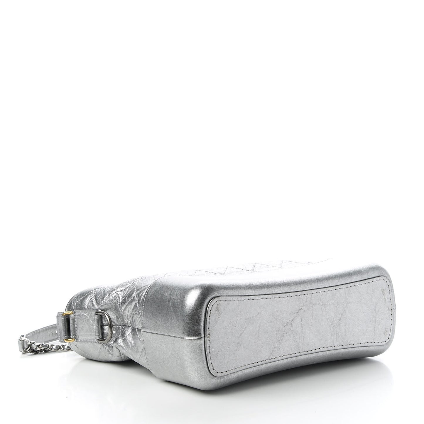 Metallic Aged Calfskin Quilted Medium Gabrielle Silver