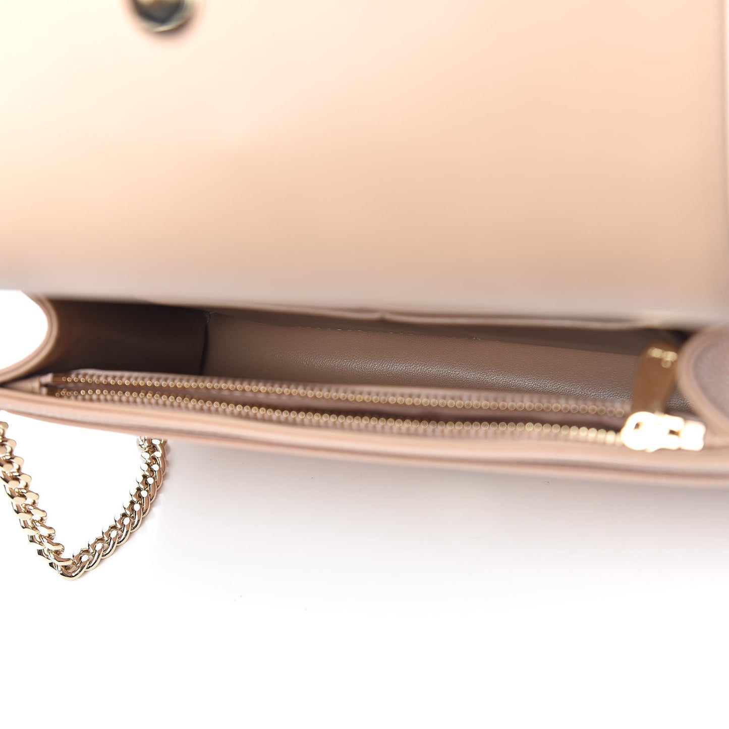 Grained Calfskin Diorama Wallet on Chain Pouch Nude