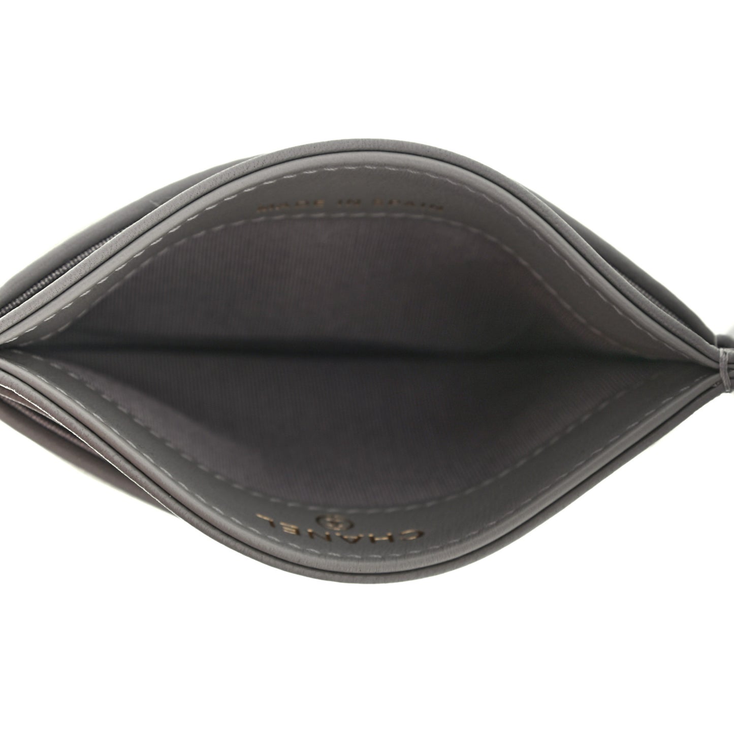 Lambskin Quilted Chanel 19 Card Holder Grey