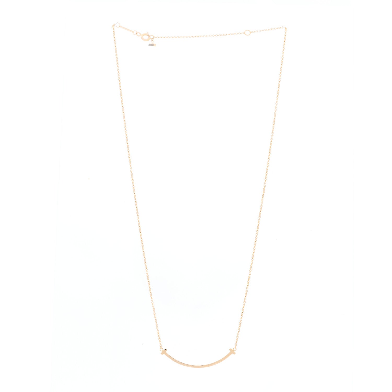 Tiffany 18K Yellow Gold Small T Smile Pendant Necklace 2 of 4