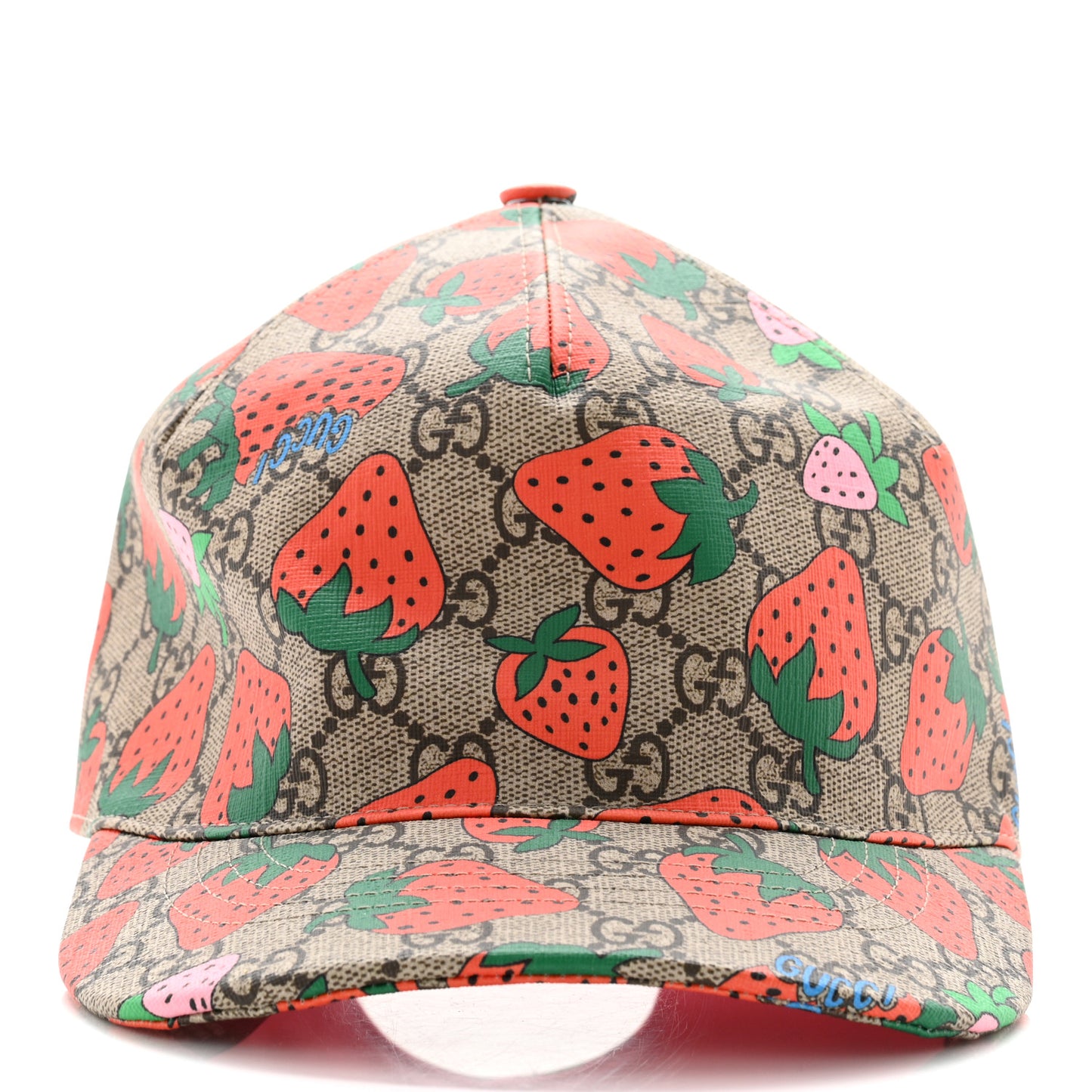 GG Supreme Monogram Strawberry Baseball Hat M Beige