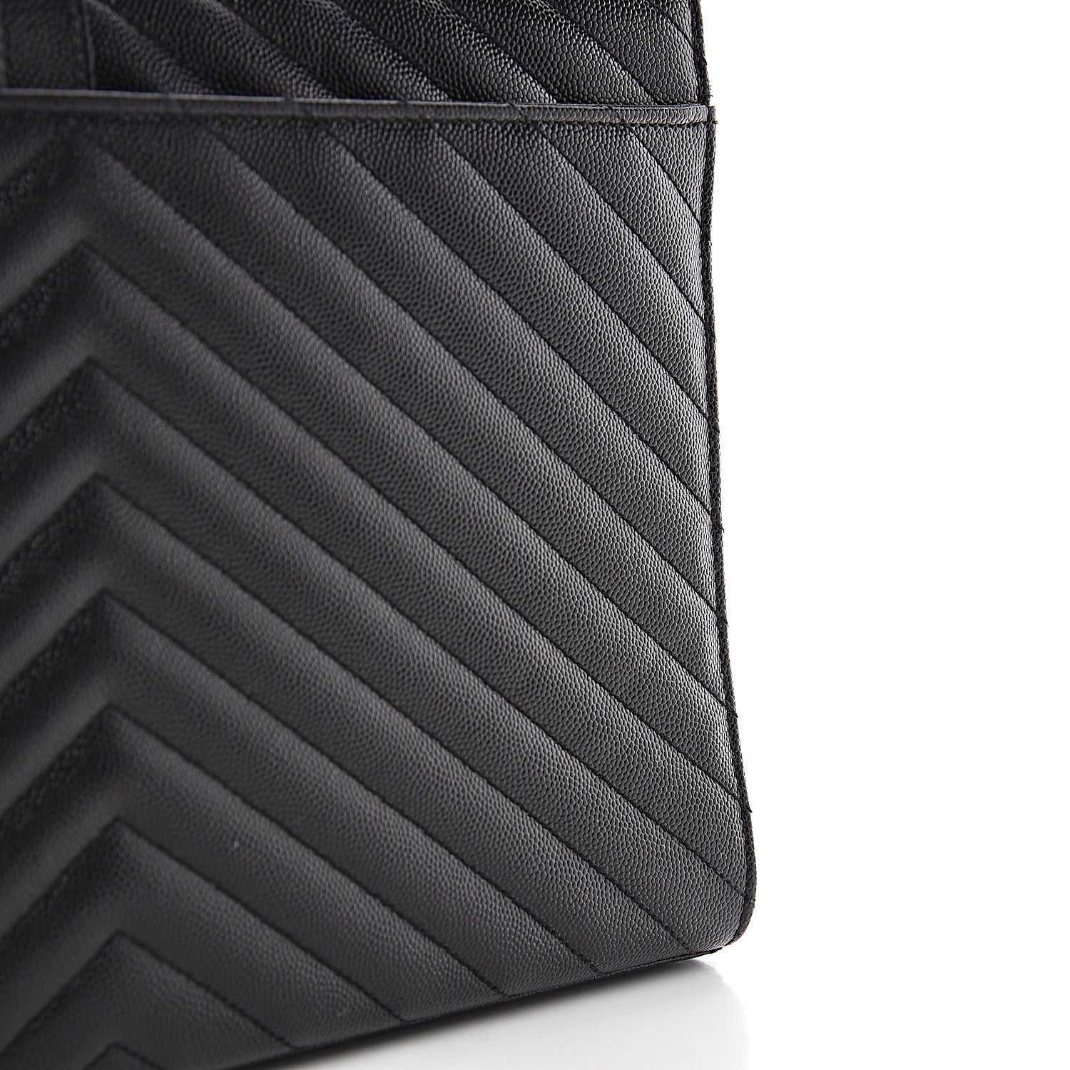 Saint Laurent Grain De Poudre Matelasse Chevron Large Monogram Satchel Black 19 of 20
