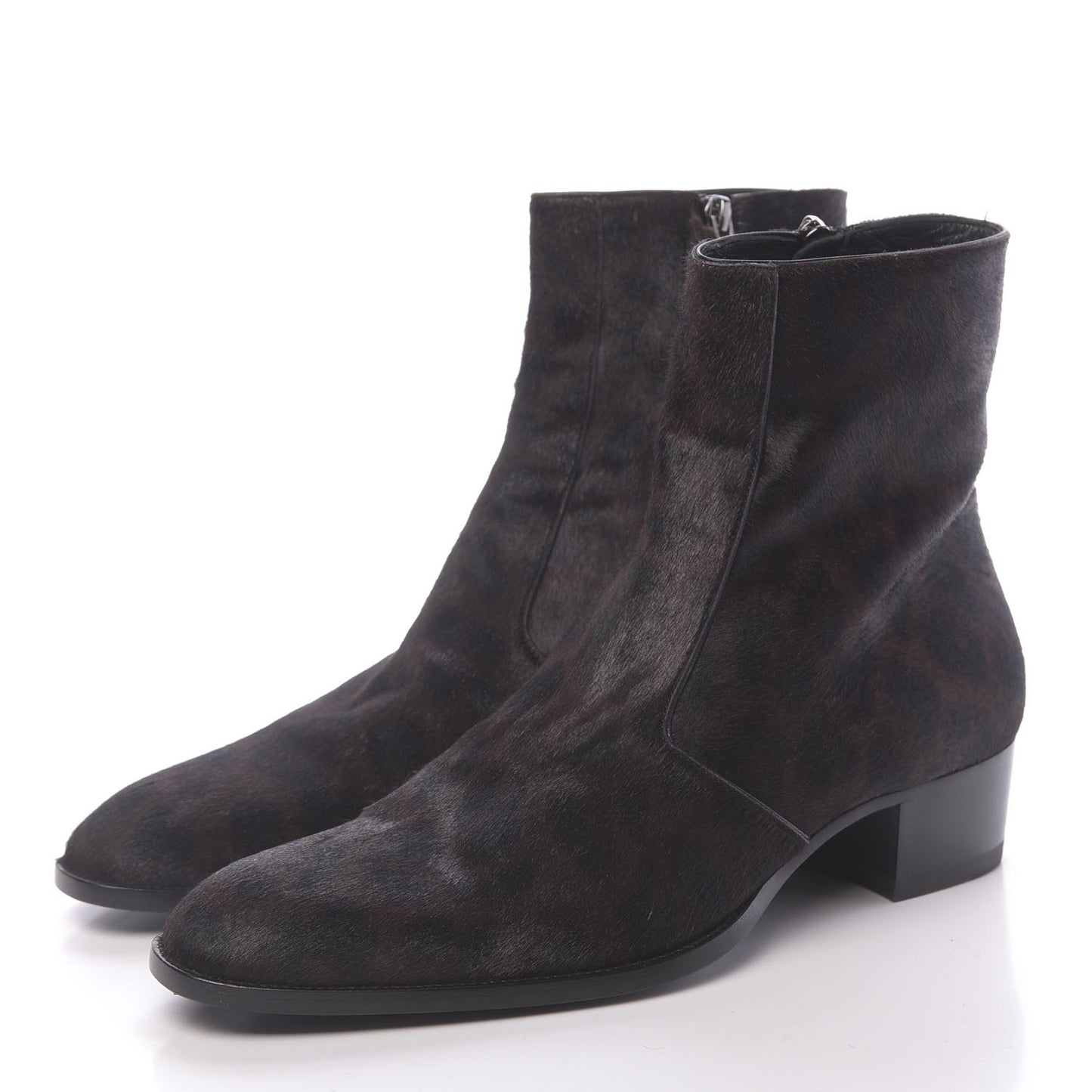 Pony Hair Leopard Print Mens Wyatt 40 Boots 45 Black Fonce