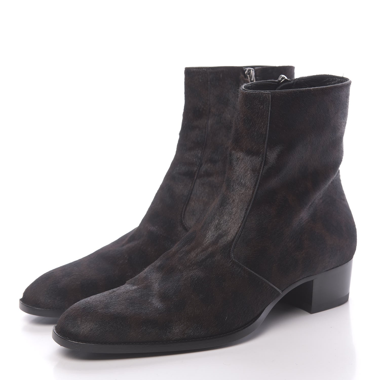 Saint Laurent Pony Hair Leopard Print Mens Wyatt 40 Boots 45 Black Fonce 3 of 9