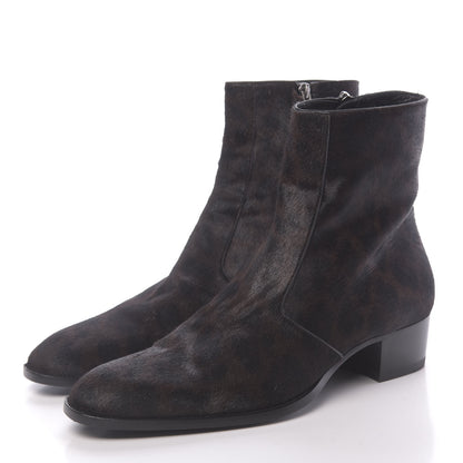 Saint Laurent Pony Hair Leopard Print Mens Wyatt 40 Boots 45 Black Fonce 3 of 9