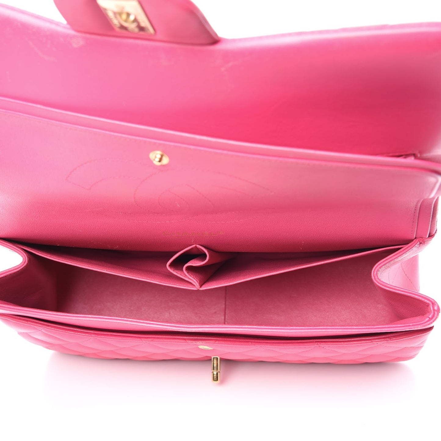 Lambskin Quilted Jumbo Double Flap Dark Pink