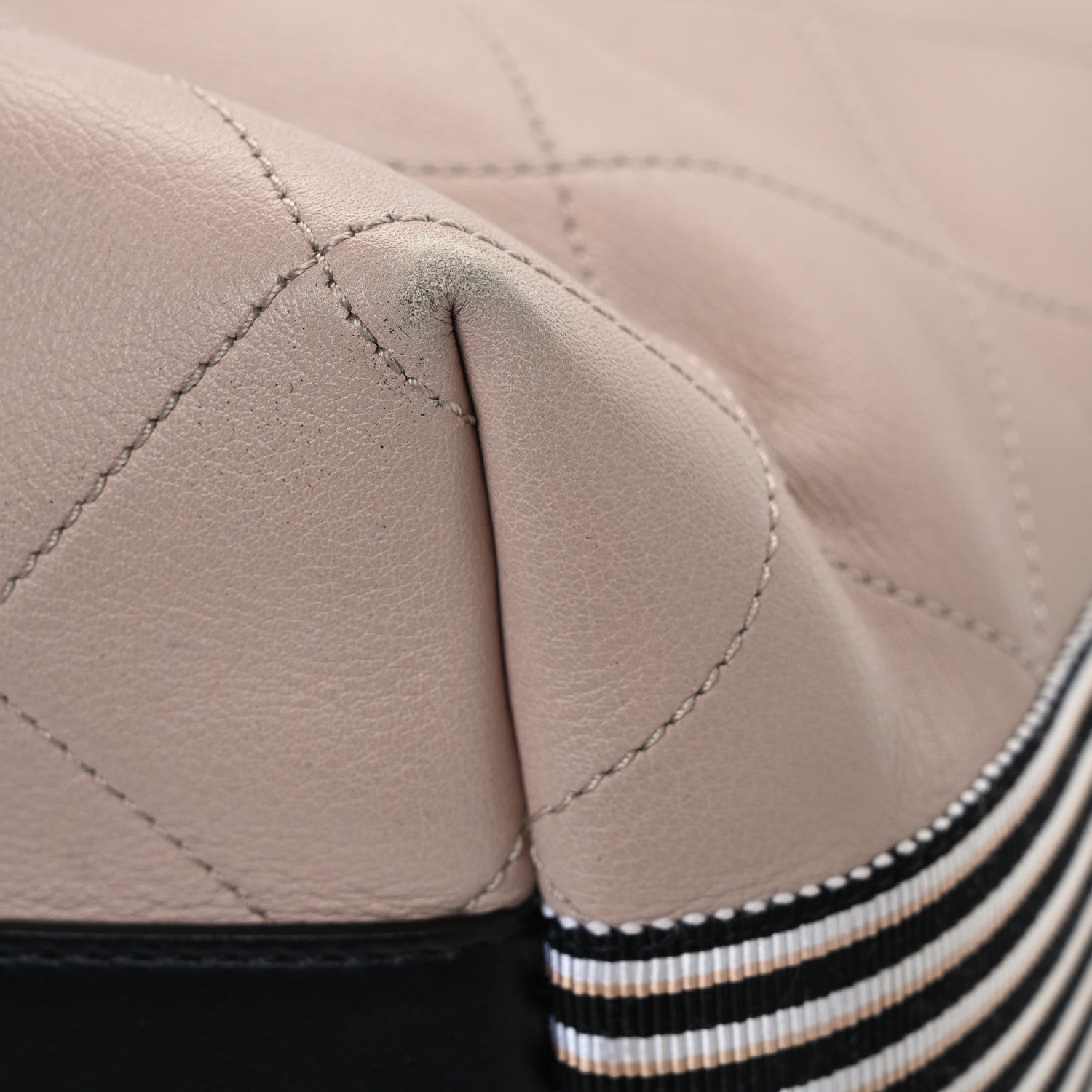 Chanel Calfskin Stitched Large Stripe Hobo Beige Black 13 of 13