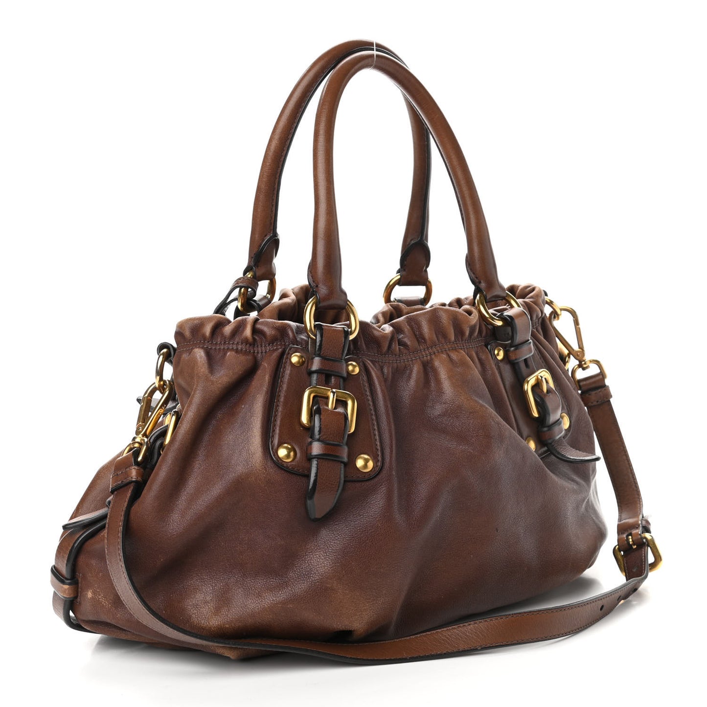 Soft Calf Gathered Tote Nocciolo