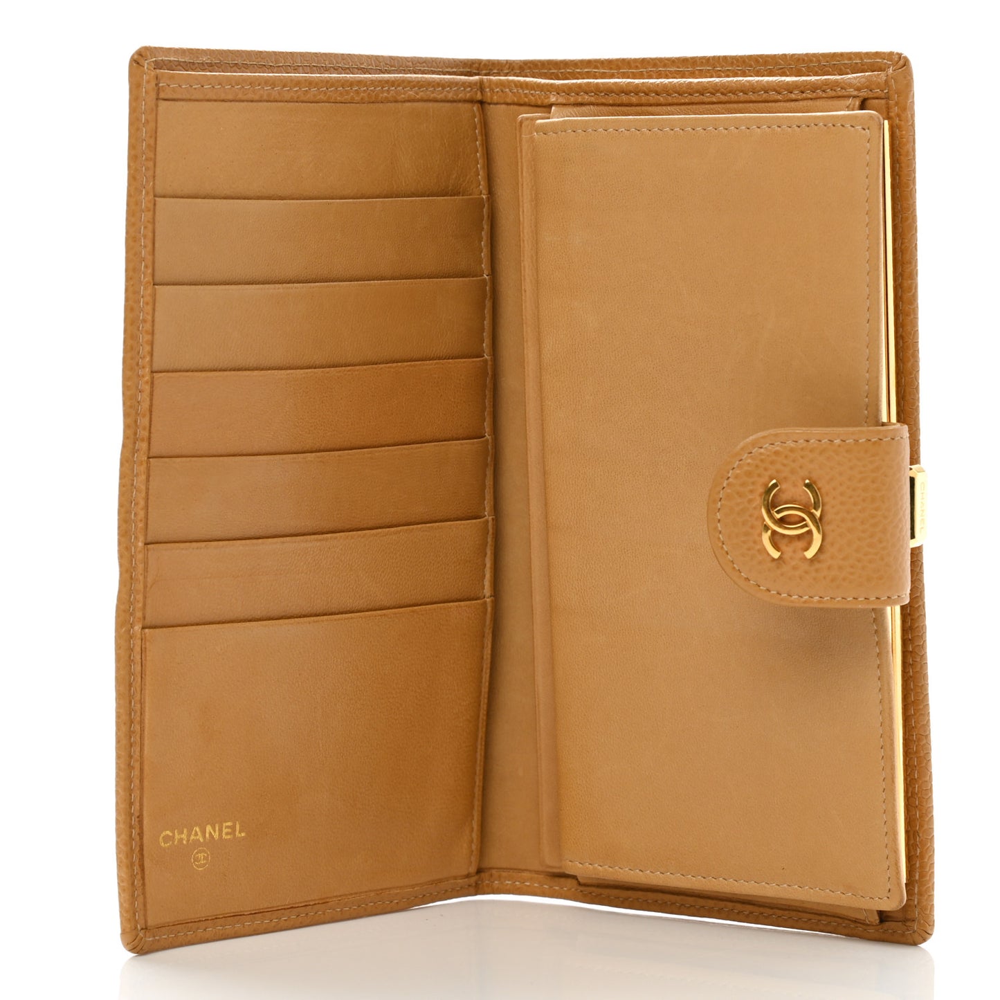 Caviar Diamond Stitched French Wallet Beige