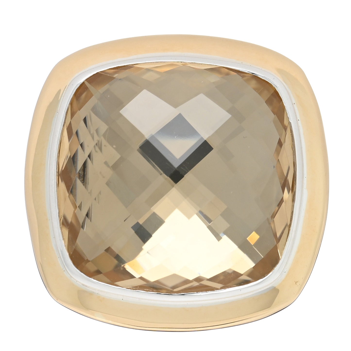 Sterling Silver 18K Yellow Gold Champagne Citrine 18mm Albion Statement Ring 49 5